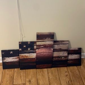 Basketball and American flag poster